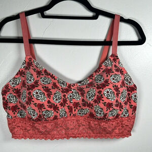 Torrid Curve Bra Size Large Lace Sugar Skulls Roses **FLAW**